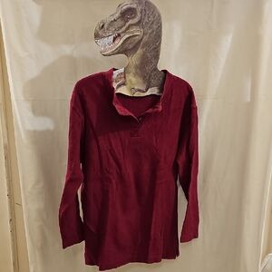Gloria Vanderbilt Burgundy Henley Top